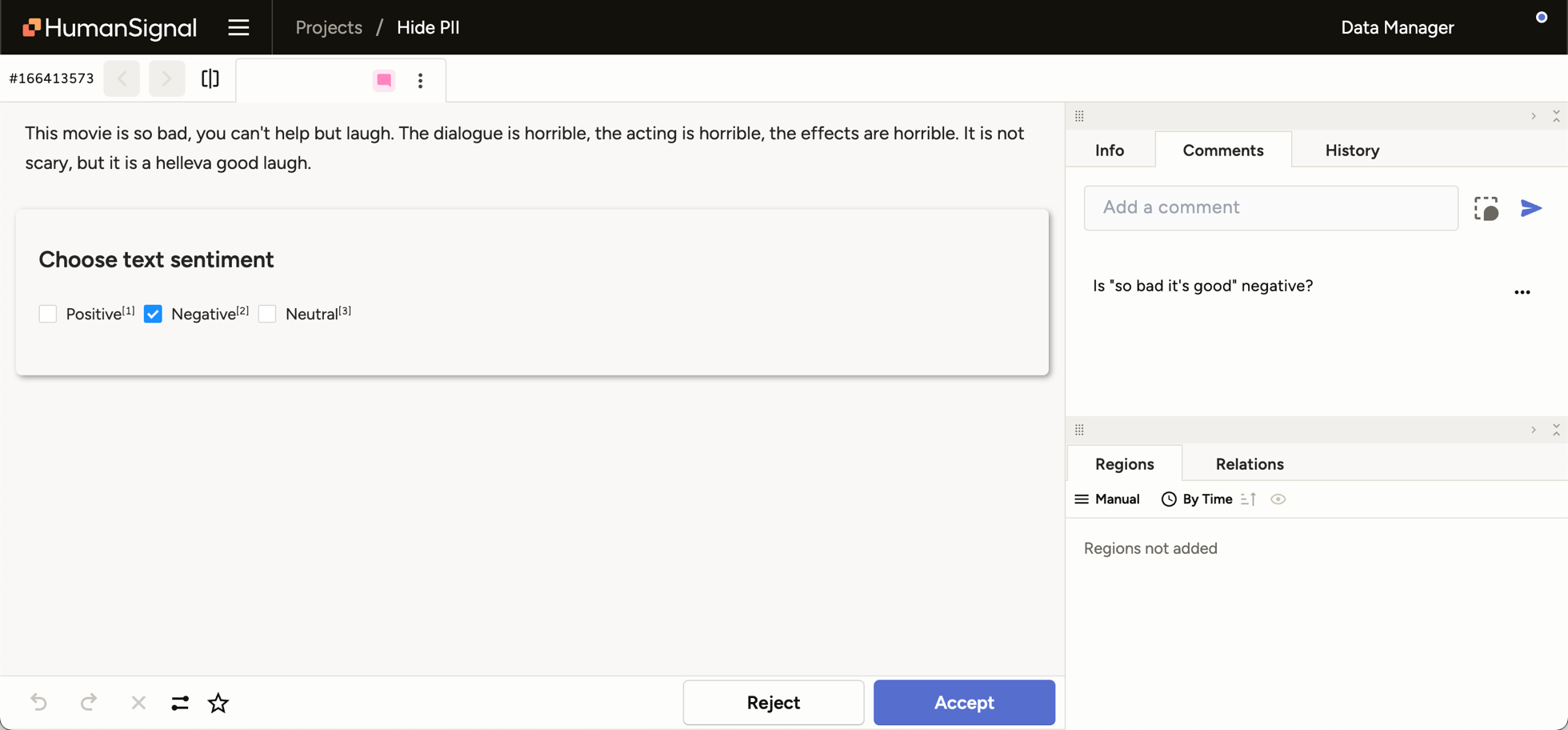 Screenshot of warning